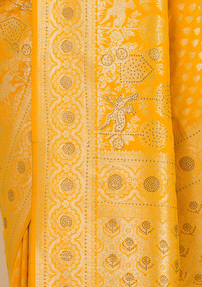 Yellow Stonework Art Silk Saree