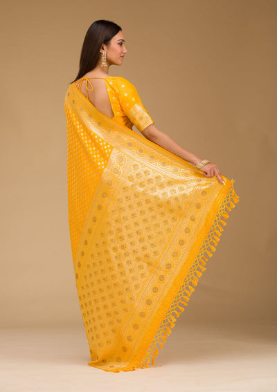 Yellow Stonework Art Silk Saree