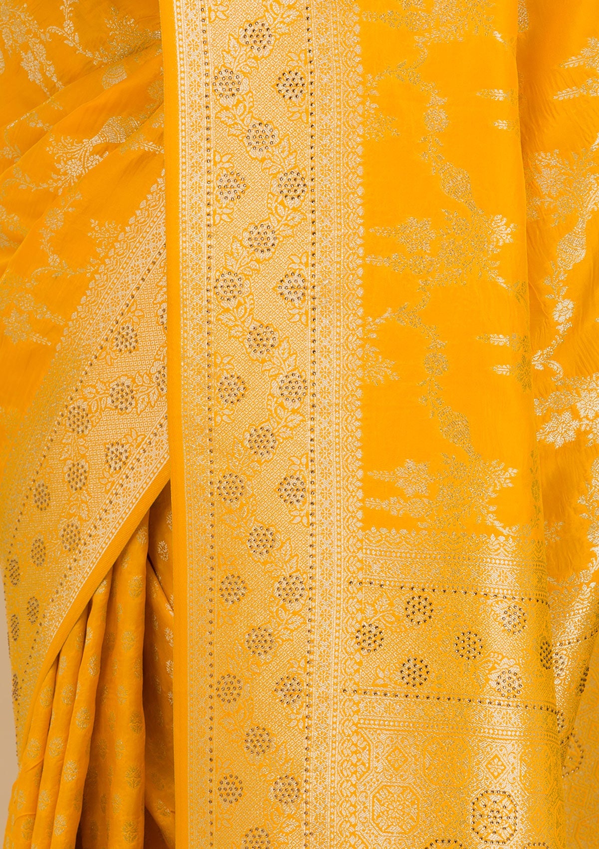 Yellow Stonework Art Silk Saree