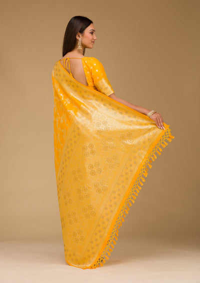 Yellow Stonework Art Silk Saree