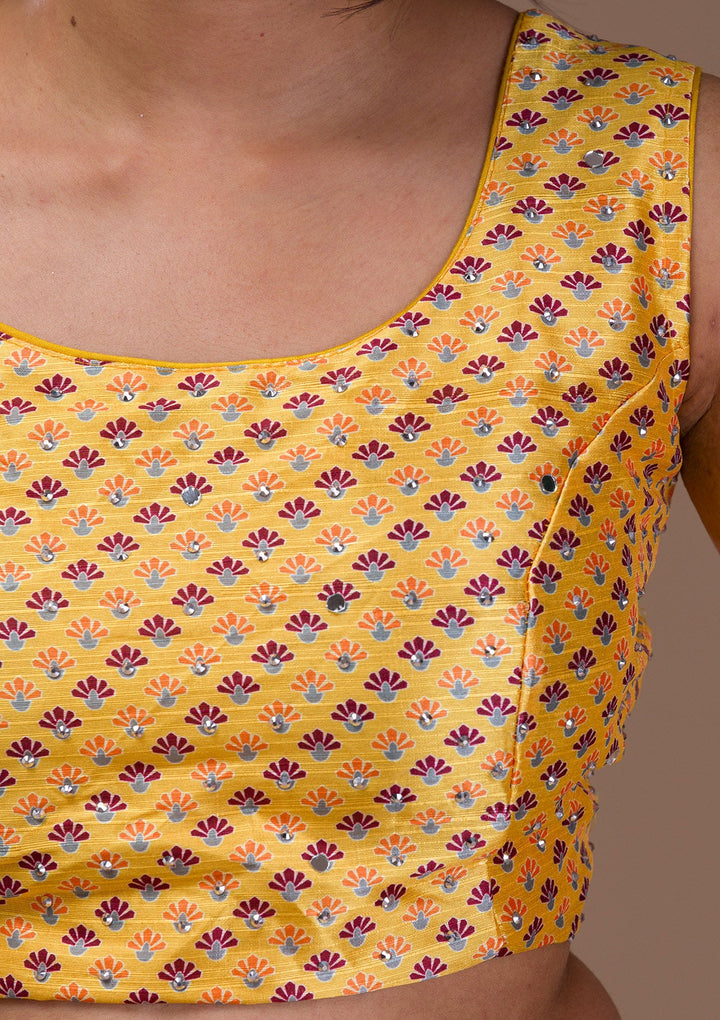 Yellow Stonework Banarasi Readymade Lehenga-Koskii