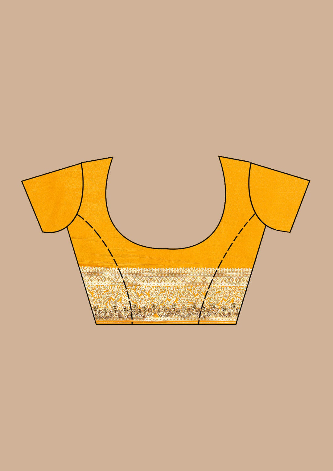 Yellow Stonework Banarasi Silk Saree-Koskii