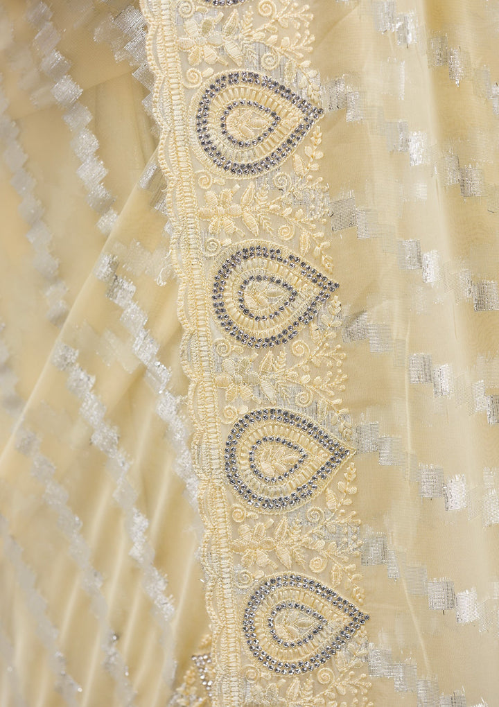 Baby Pink Sequins Georgette Designer Saree-Koskii
