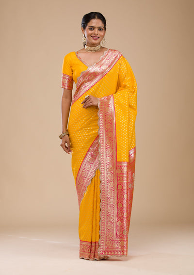 Yellow Stonework Soft Silk Saree