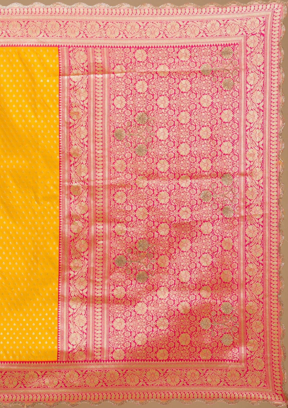 Yellow Stonework Soft Silk Saree