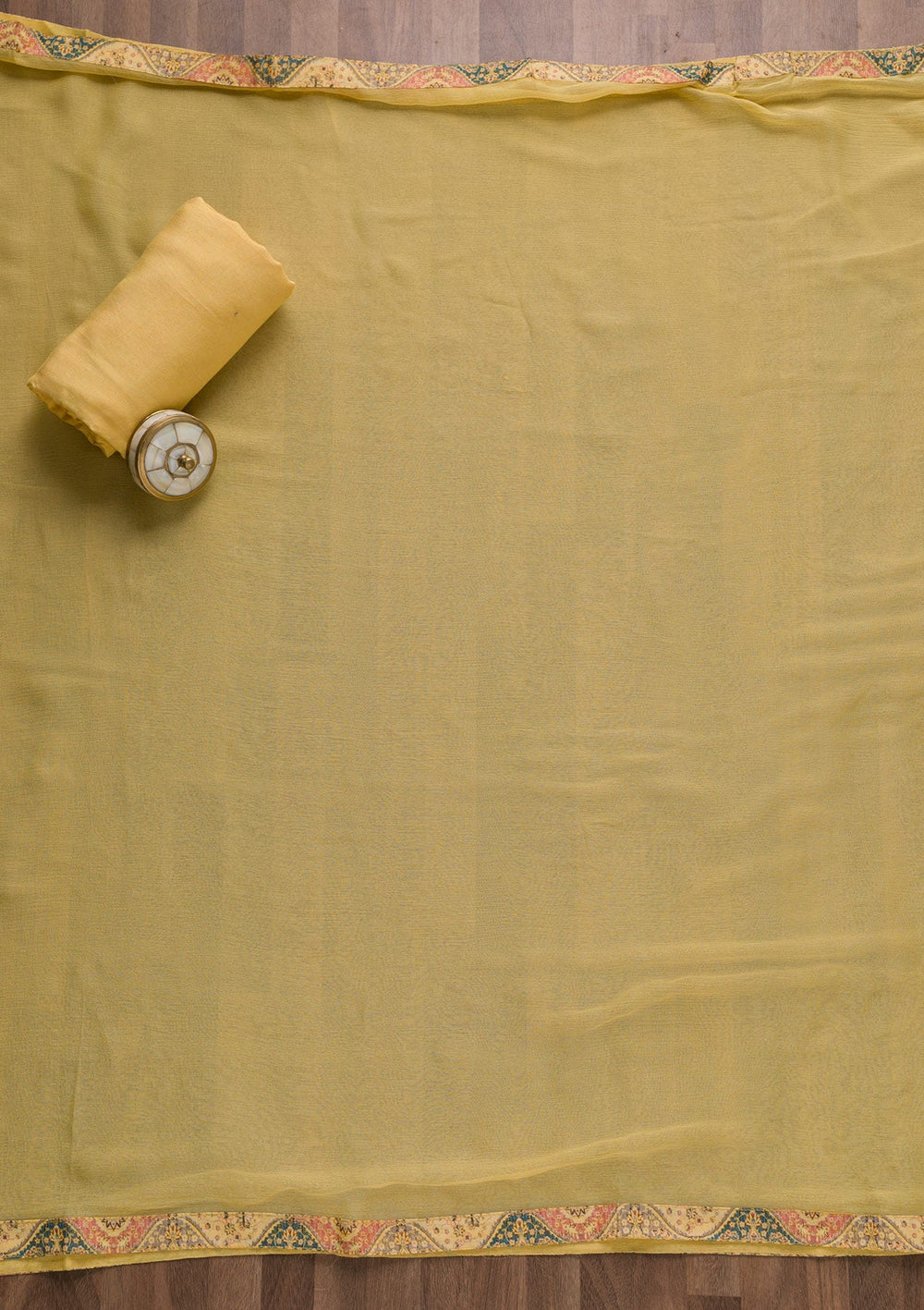 Yellow Stonework Tissue Unstitched Salwar Suit-Koskii