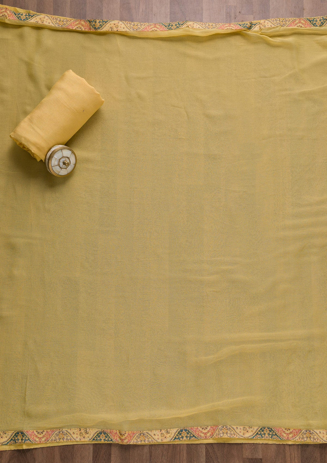 Yellow Stonework Tissue Unstitched Salwar Suit-Koskii