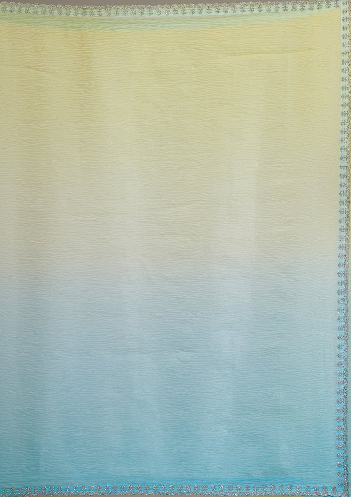 Yellow Stonework Tissue Saree-Koskii