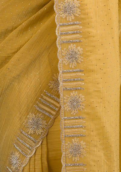 Yellow Stonework Tissue Saree