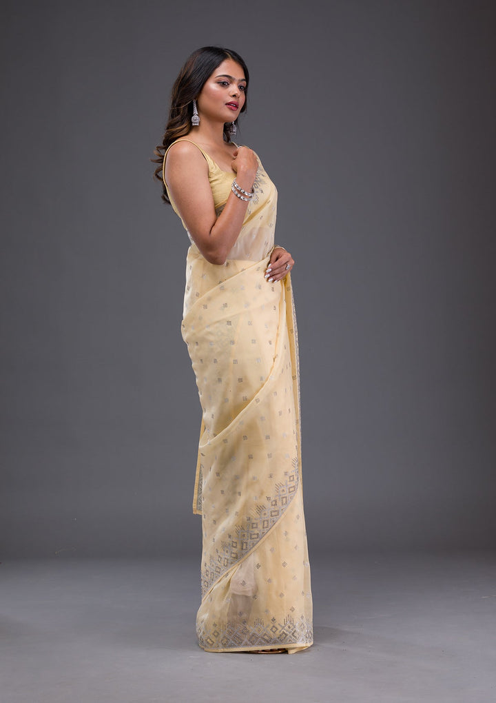 Sea Green Sequins Georgette Designer Saree-Koskii