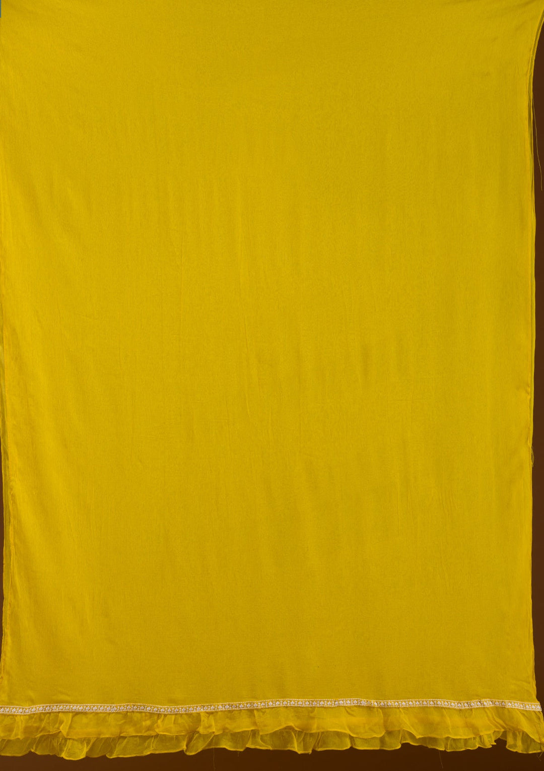 Yellow Threadwork Chiffon Readymade Salwar Suit-Koskii