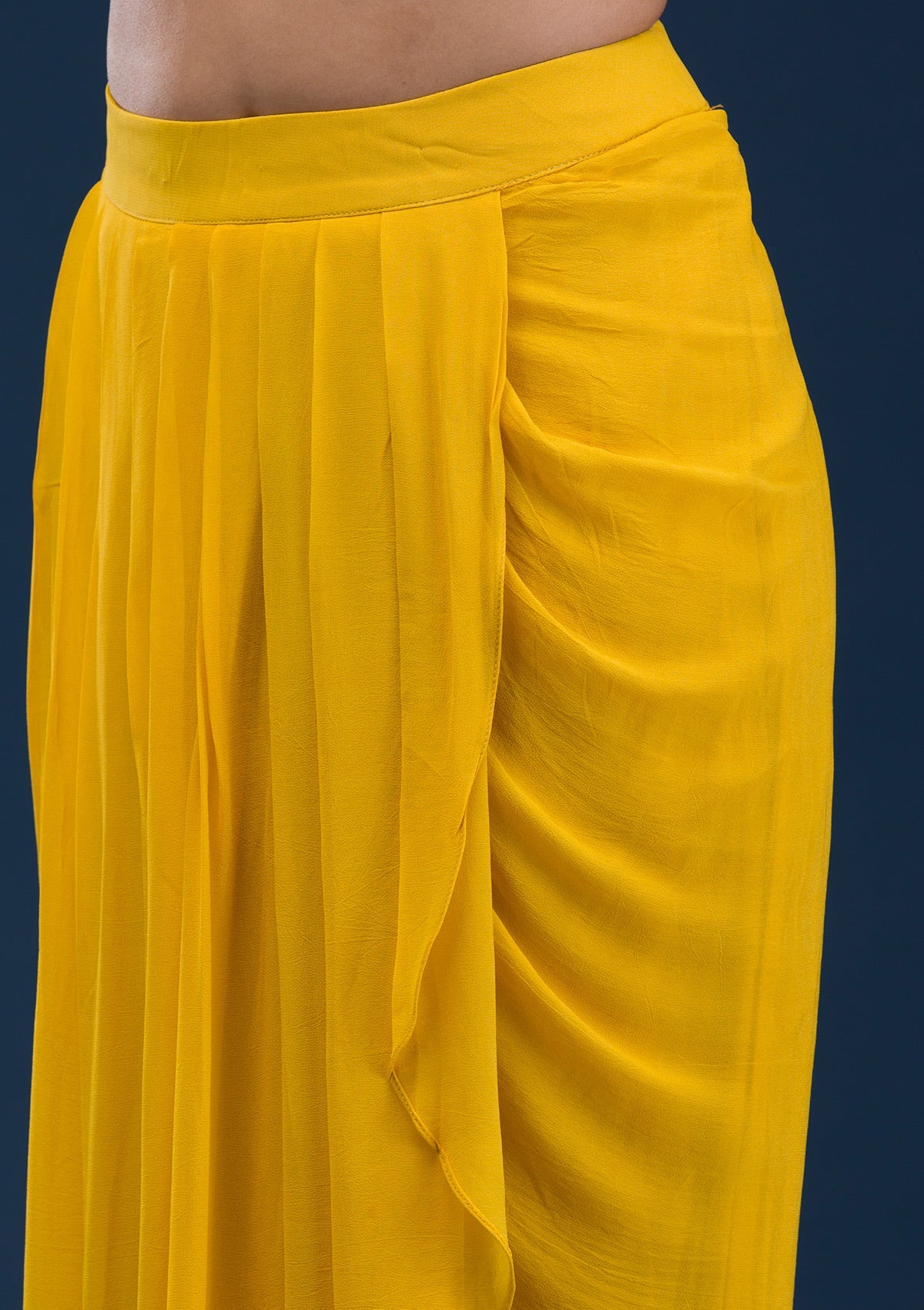 Yellow Threadwork Georgette Readymade Salwar Suit-Koskii