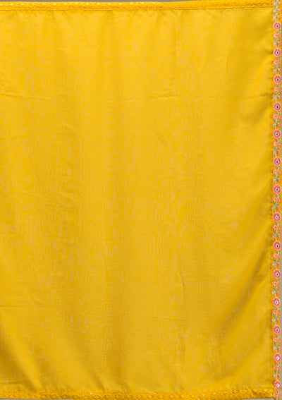 Yellow Threadwork Georgette Readymade Salwar Suit-Koskii