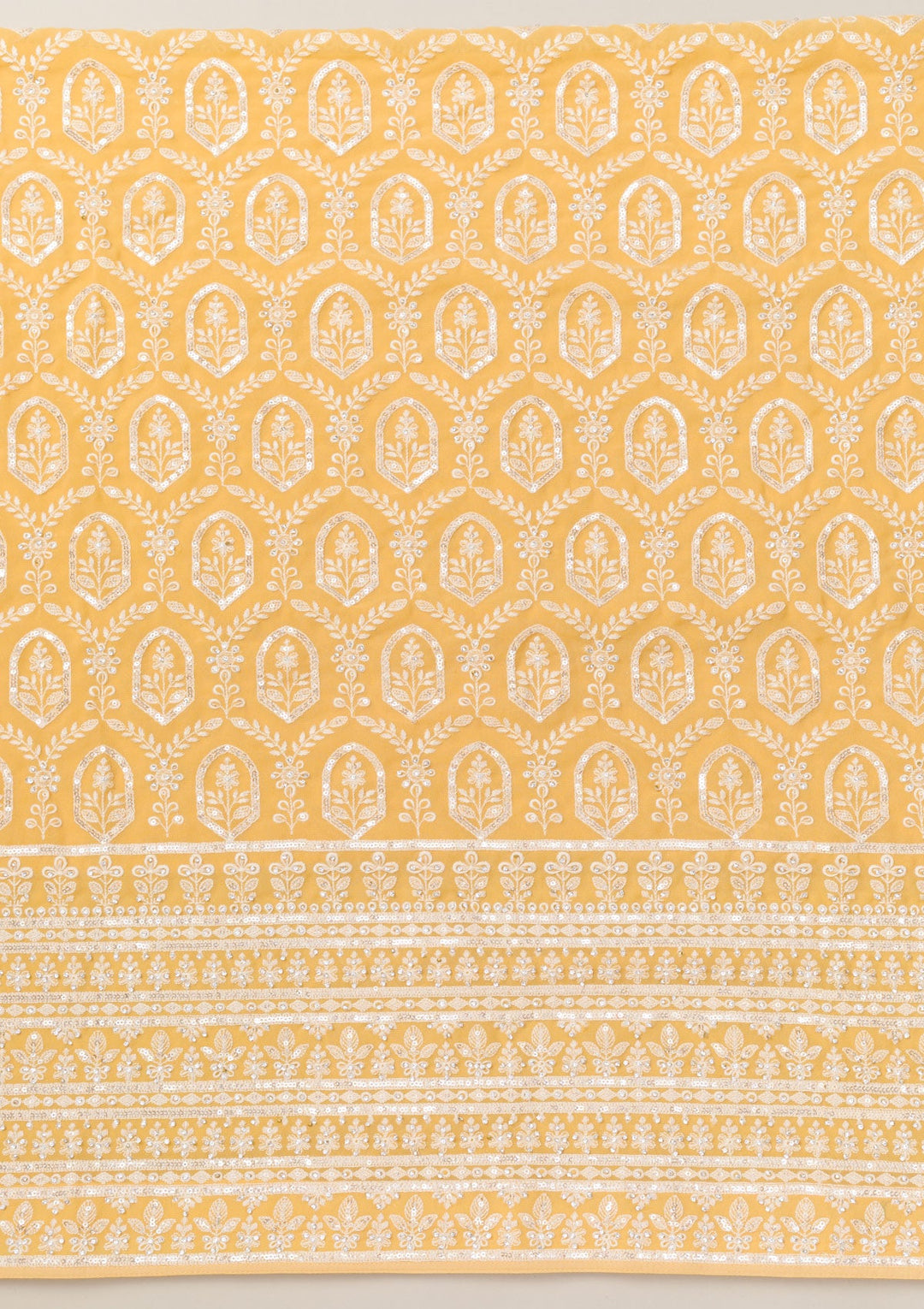 Yellow Threadwork Georgette Unstitched Salwar Suit-Koskii
