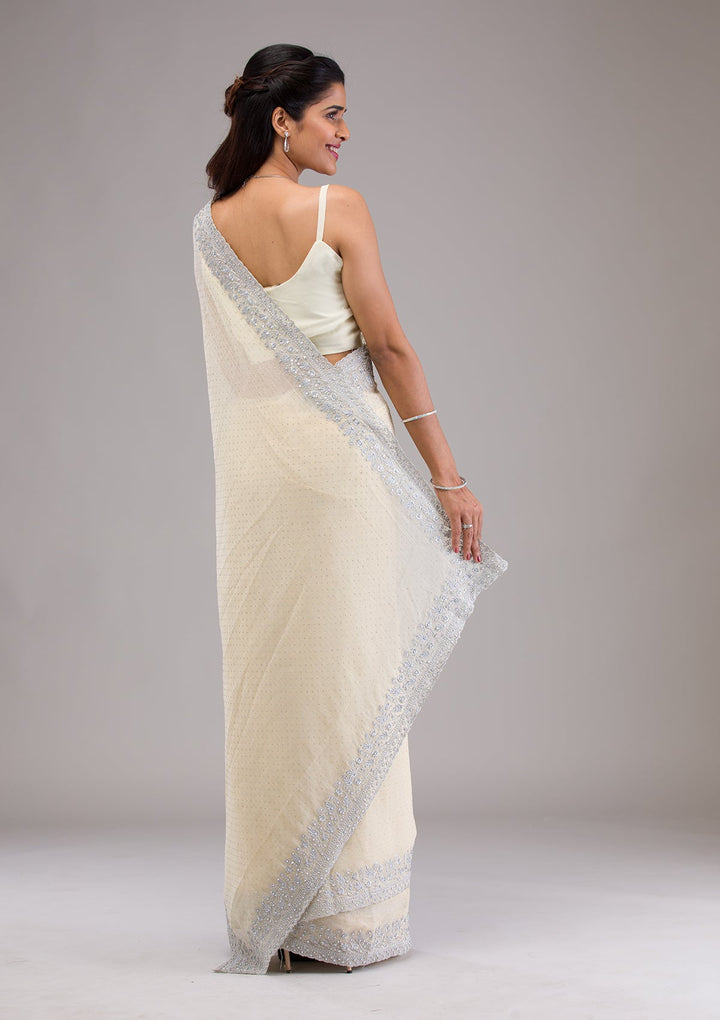 Yellow Threadwork Georgette Saree-Koskii