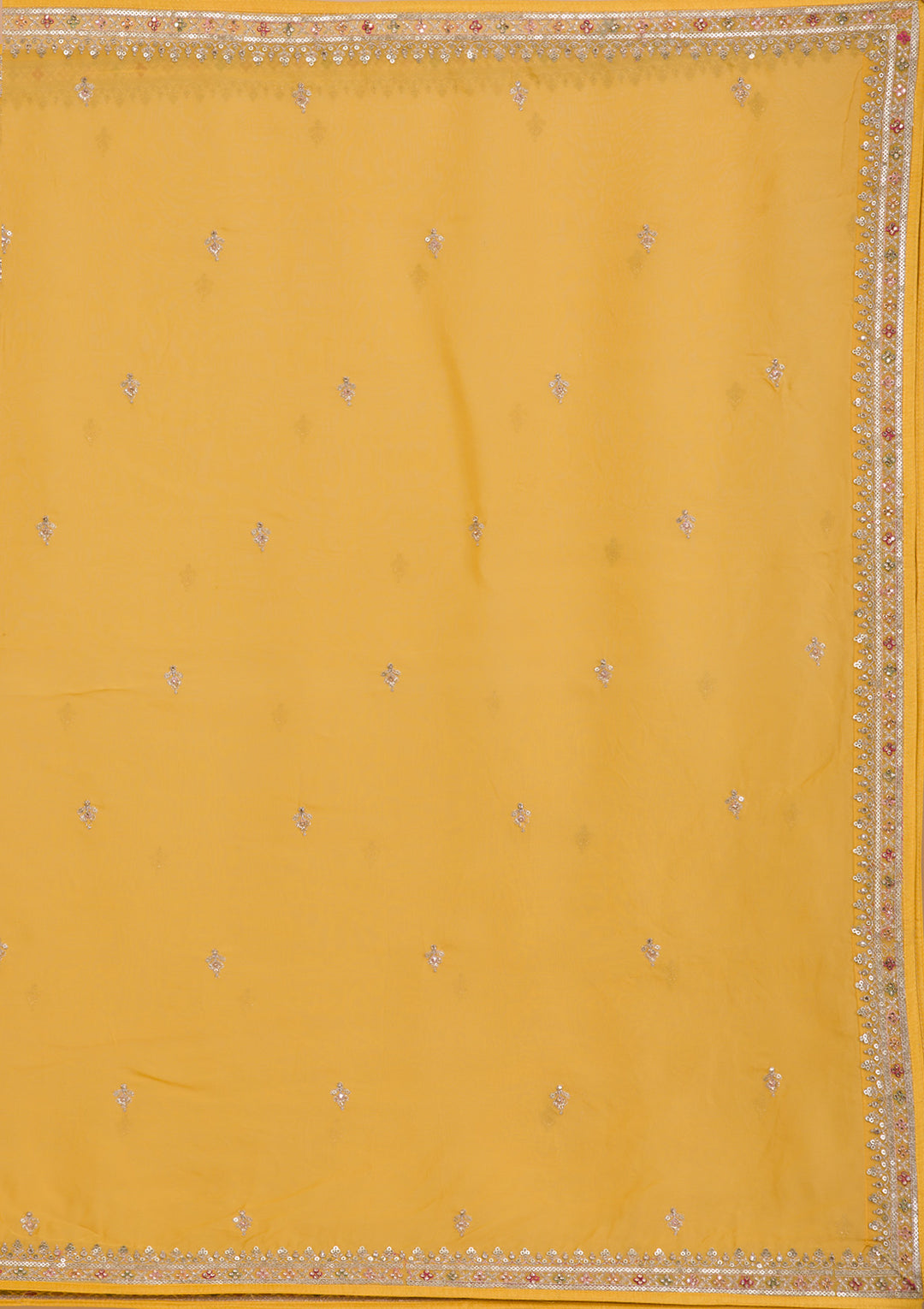 Yellow Zariwork Art Silk Readymade Salwar Kameez-Koskii