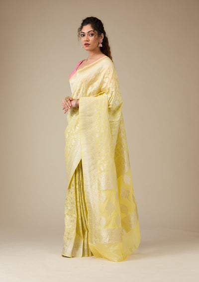 Yellow Zariwork Art Silk Saree