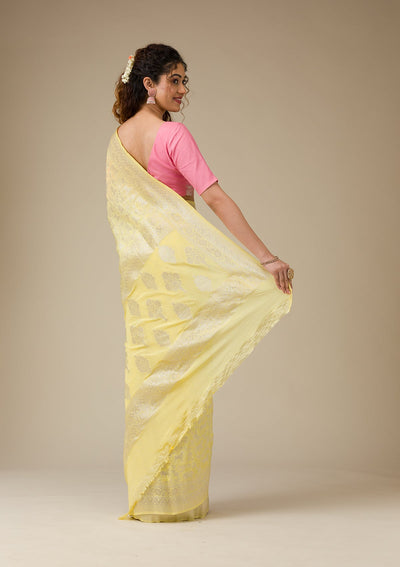 Yellow Zariwork Art Silk Saree