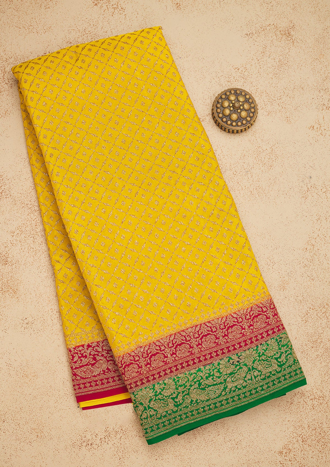 Yellow Zariwork Art Silk Saree-Koskii