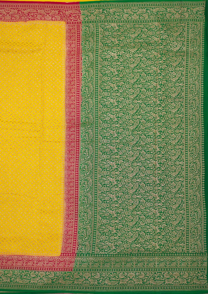 Yellow Zariwork Art Silk Saree
