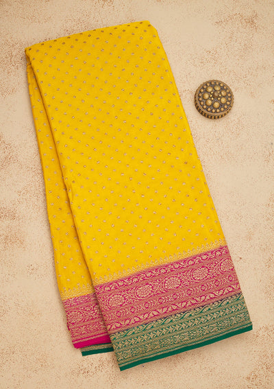 Yellow Zariwork Art Silk Saree-Koskii