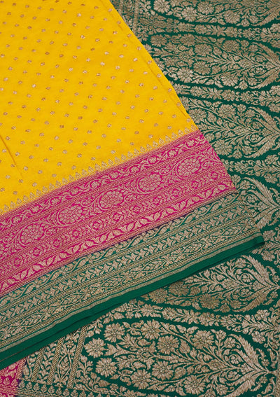 Yellow Zariwork Art Silk Saree