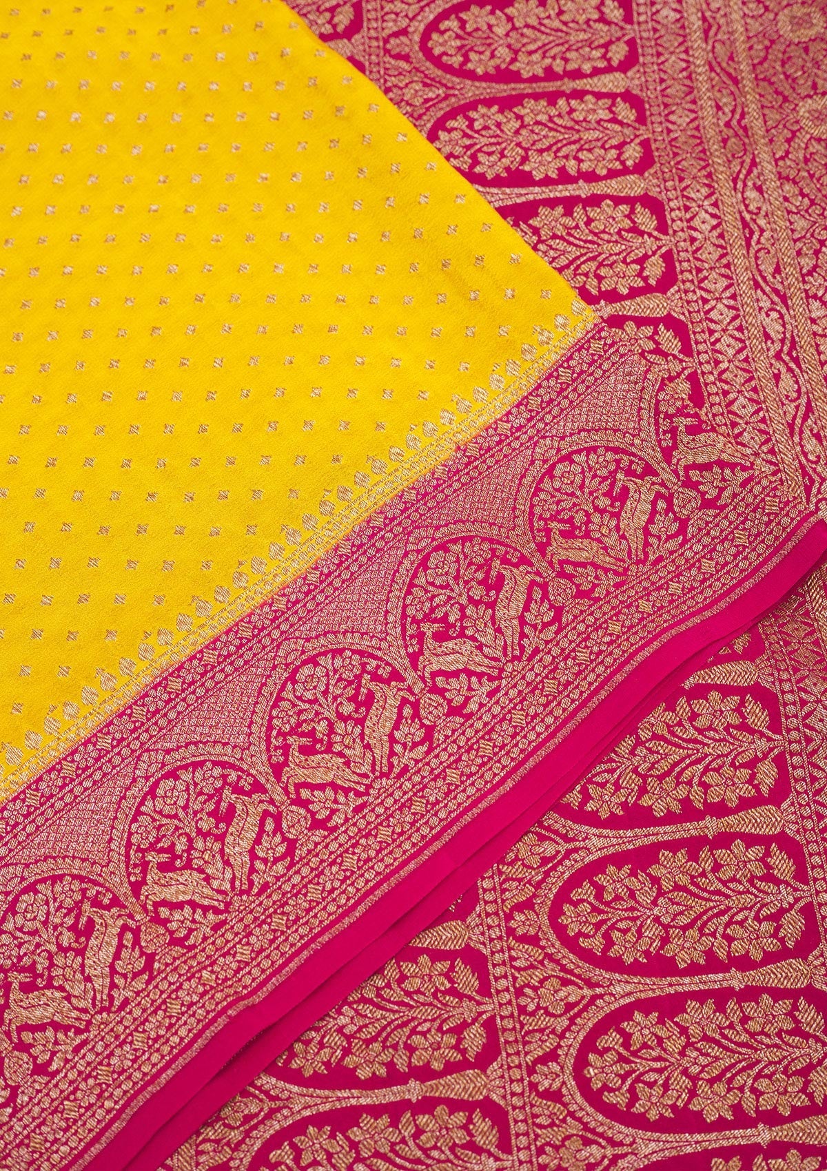 Yellow Zariwork Pure Silk Saree