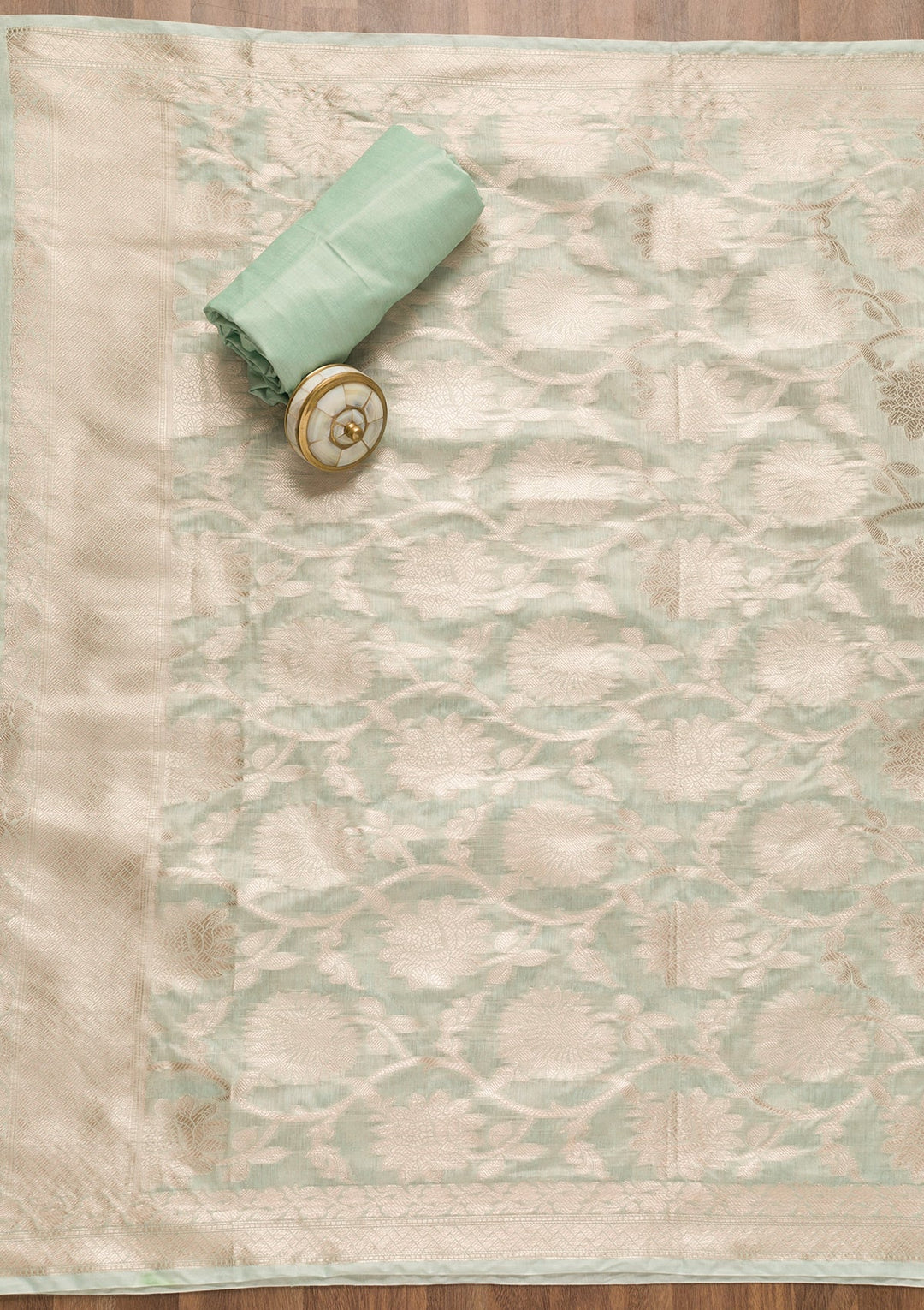 Yellow Zariwork Banarasi Unstitched Salwar Suit-Koskii