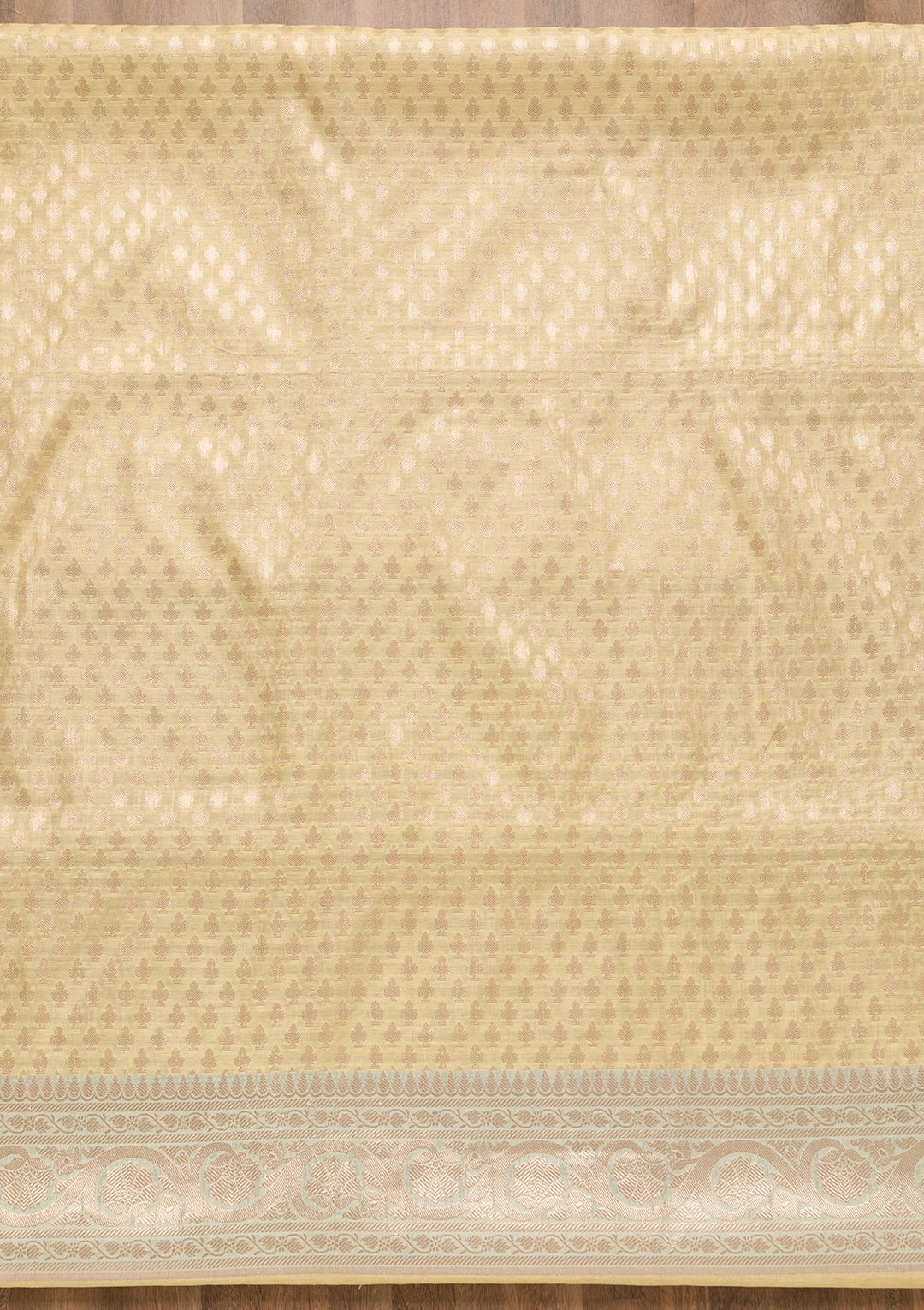 Yellow Zariwork Banarasi Unstitched Salwar Suit-Koskii