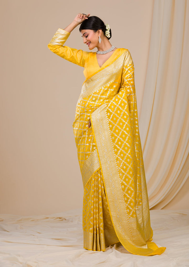 Pista Green Stonework Satin Designer Saree-Koskii