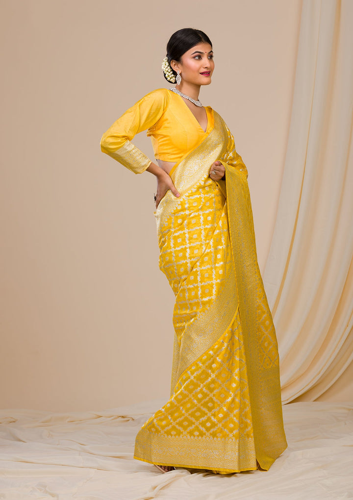 Gold Stonework Satin Designer Saree-Koskii