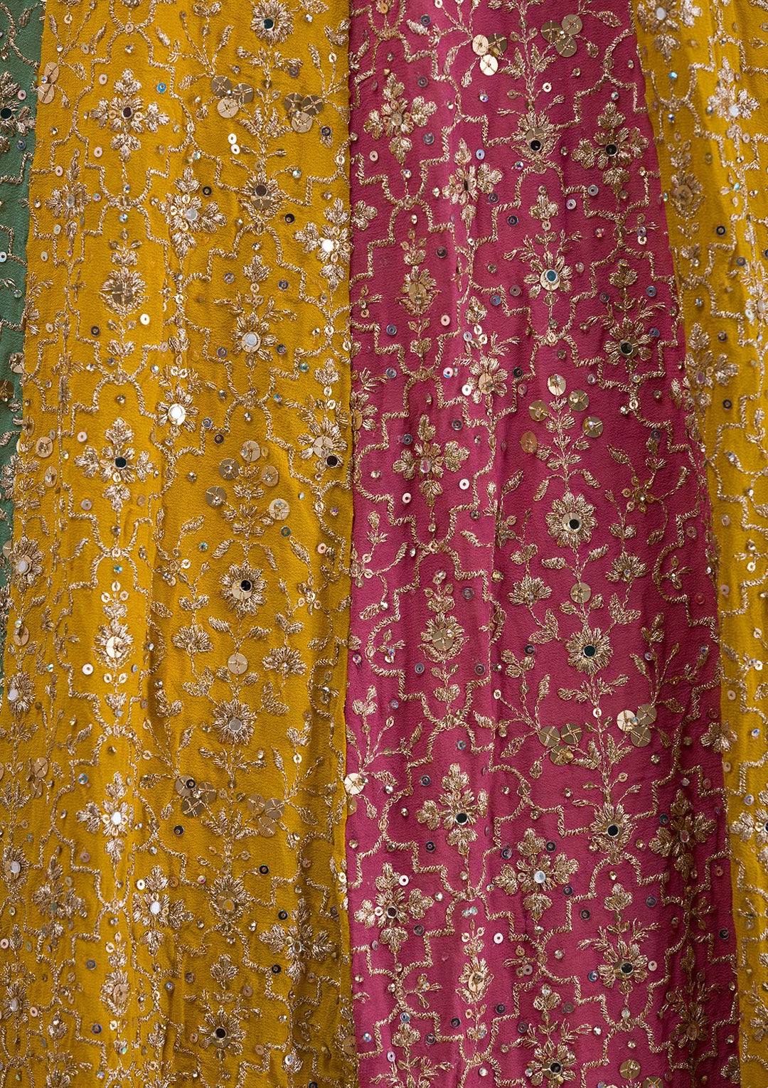 Yellow Zariwork Georgette Readymade Lehenga-Koskii
