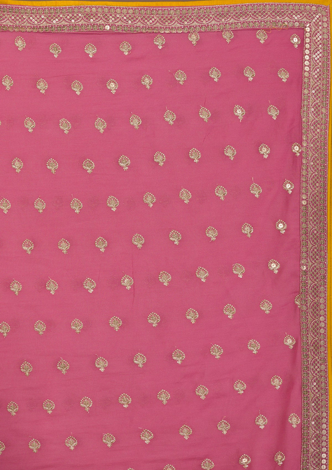 Yellow Zariwork Georgette Readymade Lehenga-Koskii