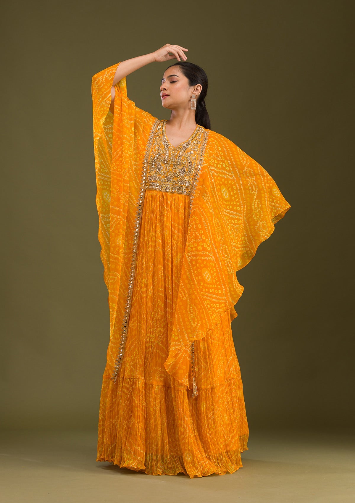 Yellow Zariwork Georgette Readymade Salwar Suit-Koskii