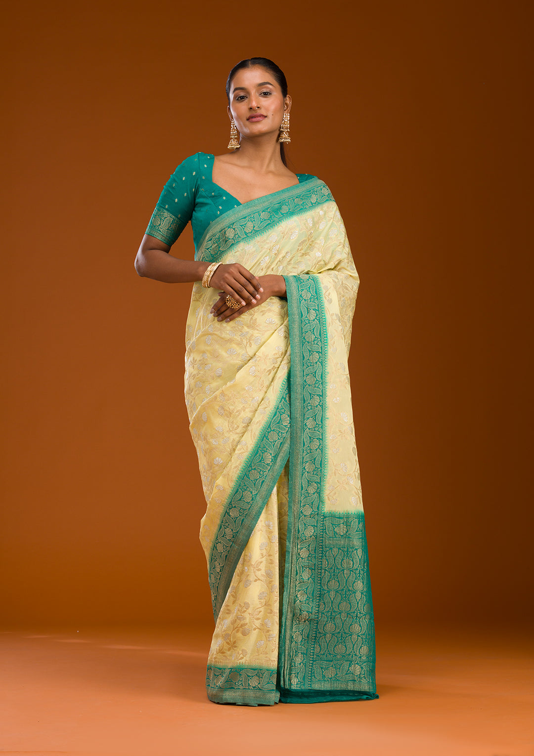 Yellow Zariwork Georgette Saree