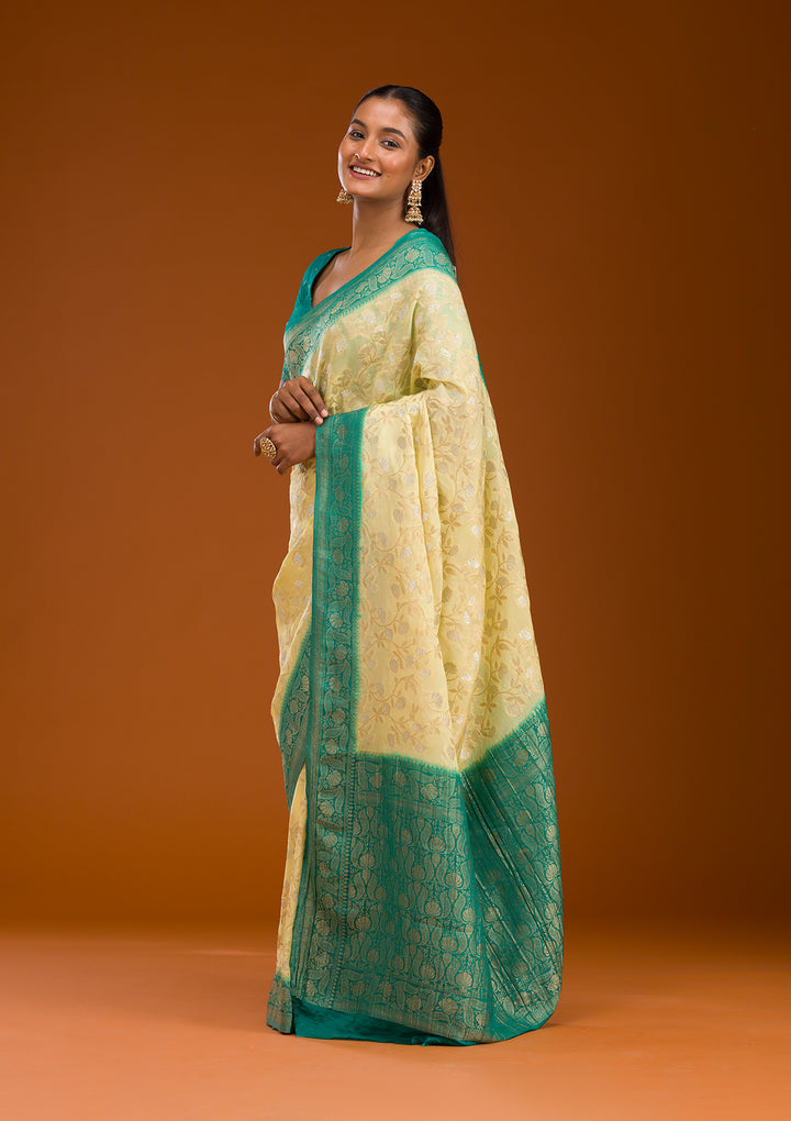 Yellow Zariwork Georgette Saree