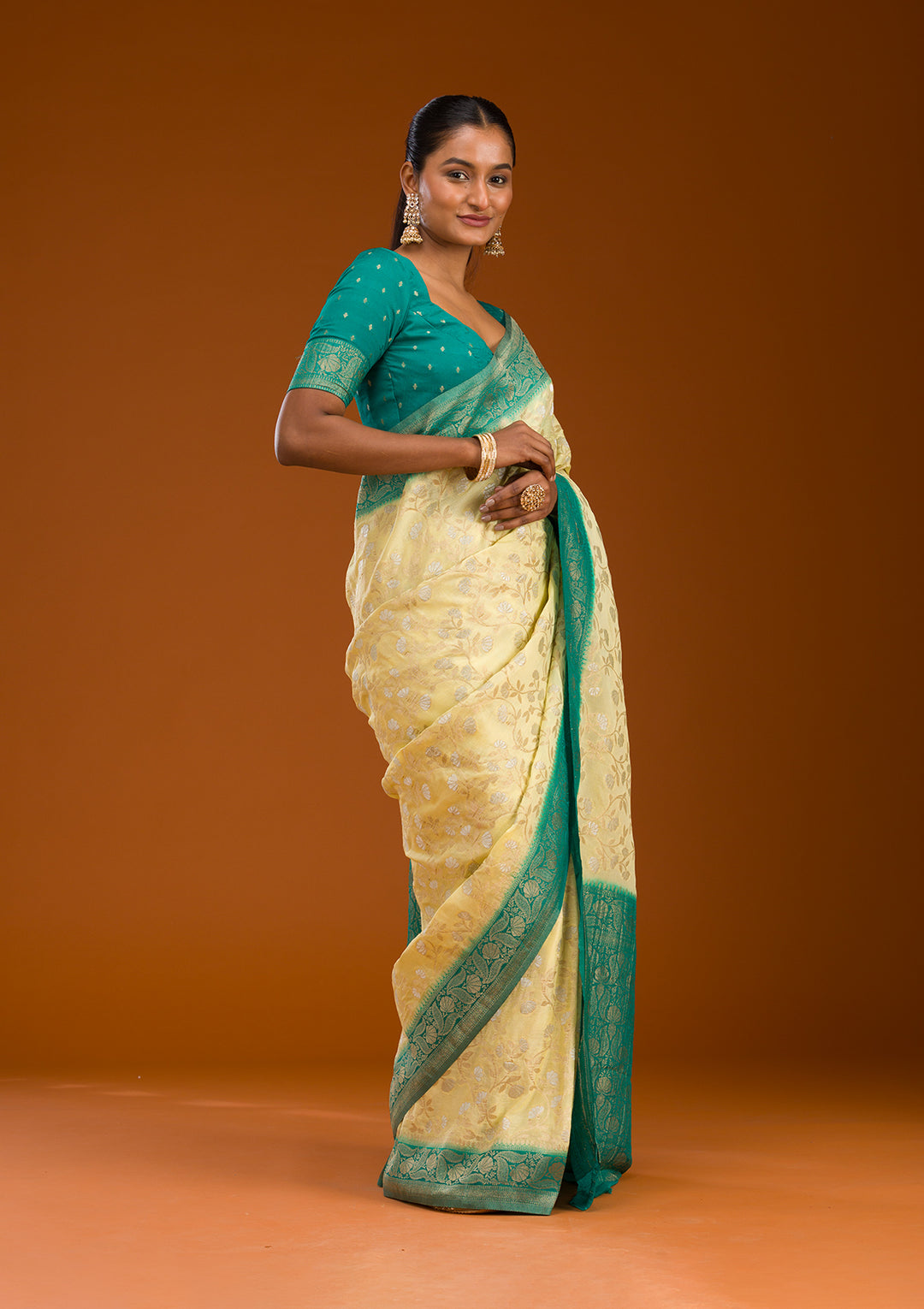Yellow Zariwork Georgette Saree