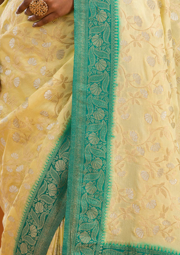 Yellow Zariwork Georgette Saree