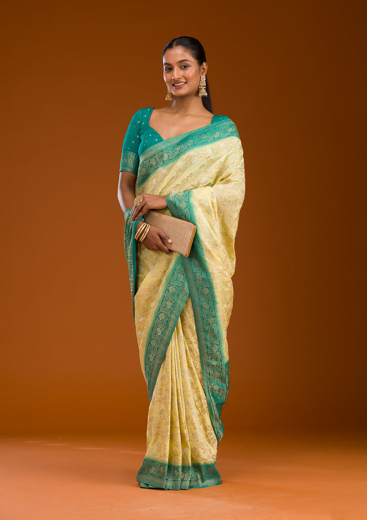 Yellow Zariwork Georgette Saree