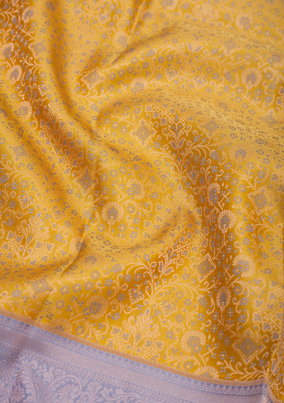 Yellow Zariwork Pure Silk Saree-Koskii