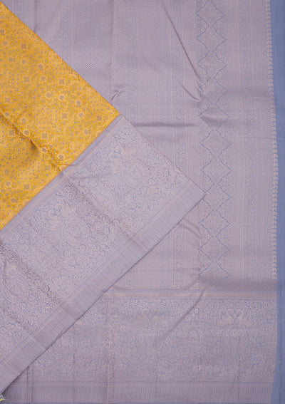 Yellow Zariwork Pure Silk Saree-Koskii