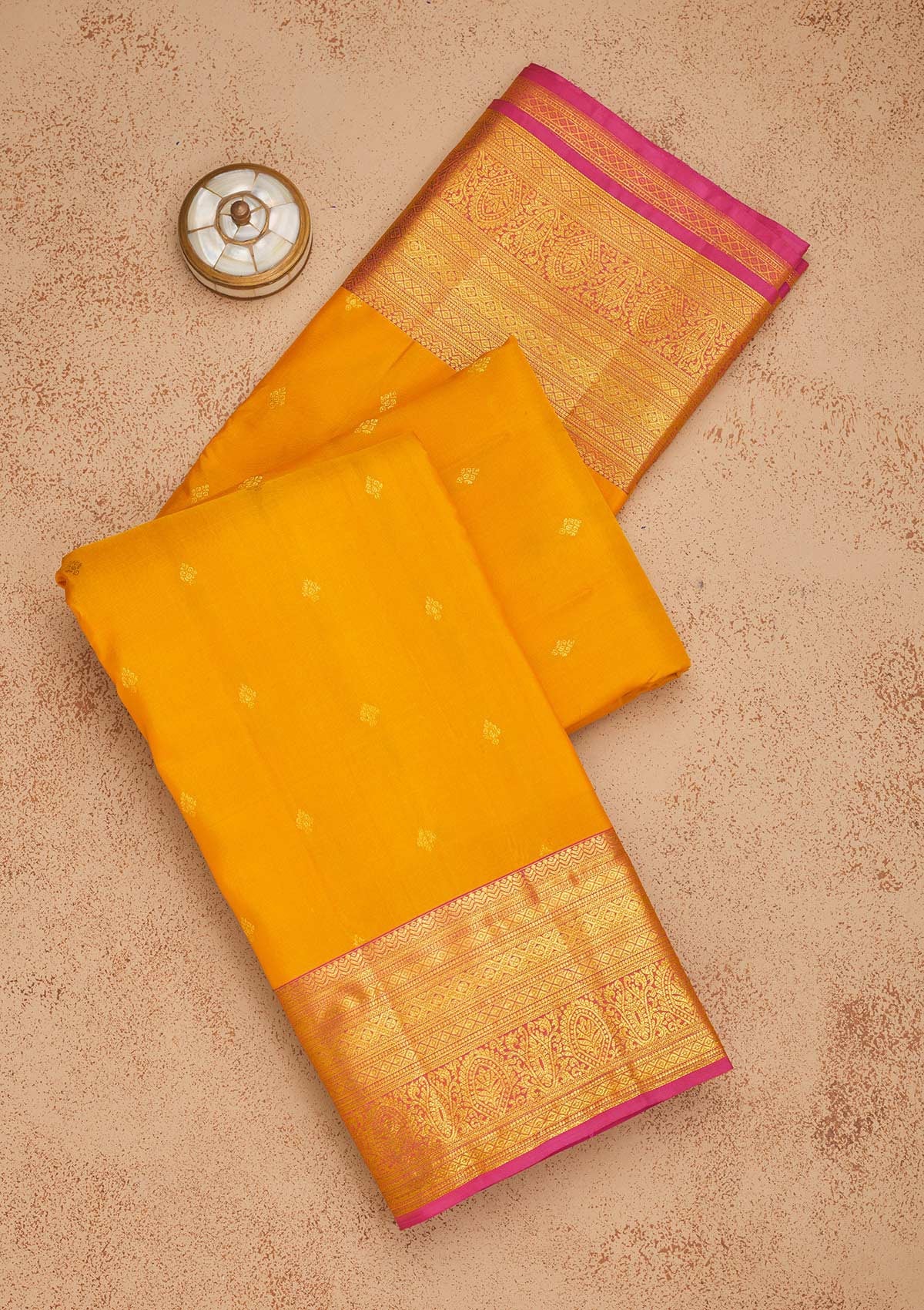 Yellow Zariwork Pure Silk Saree-Koskii