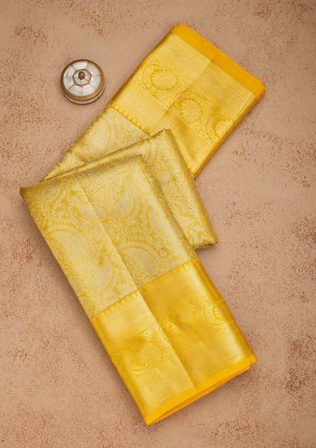 Yellow Zariwork Pure Silk Saree-Koskii