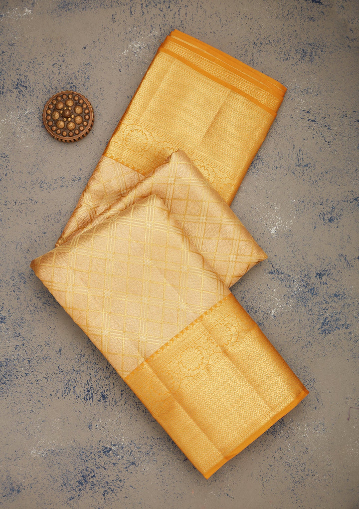 Yellow Zariwork Pure Silk Saree-Koskii