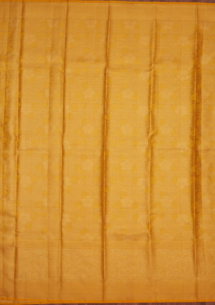 Yellow Zariwork Pure Silk Saree-Koskii