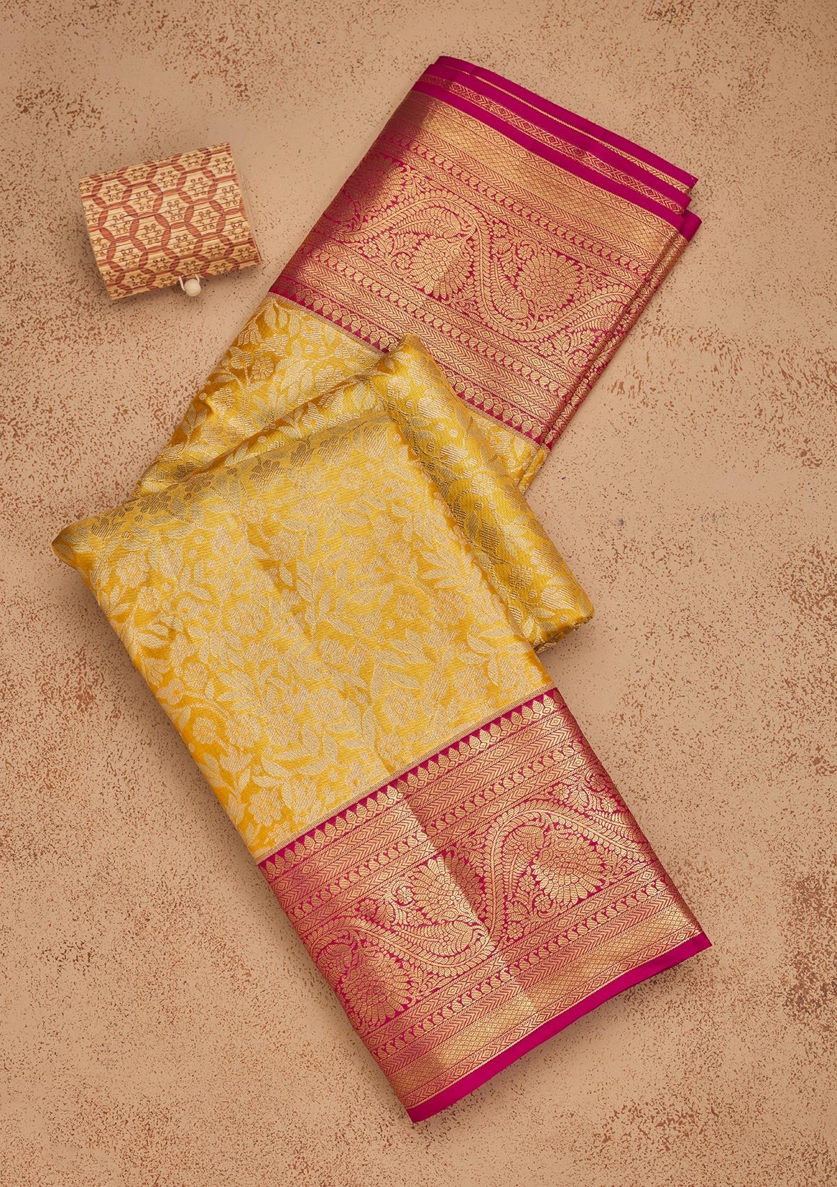 Yellow Zariwork Pure Silk Saree-Koskii