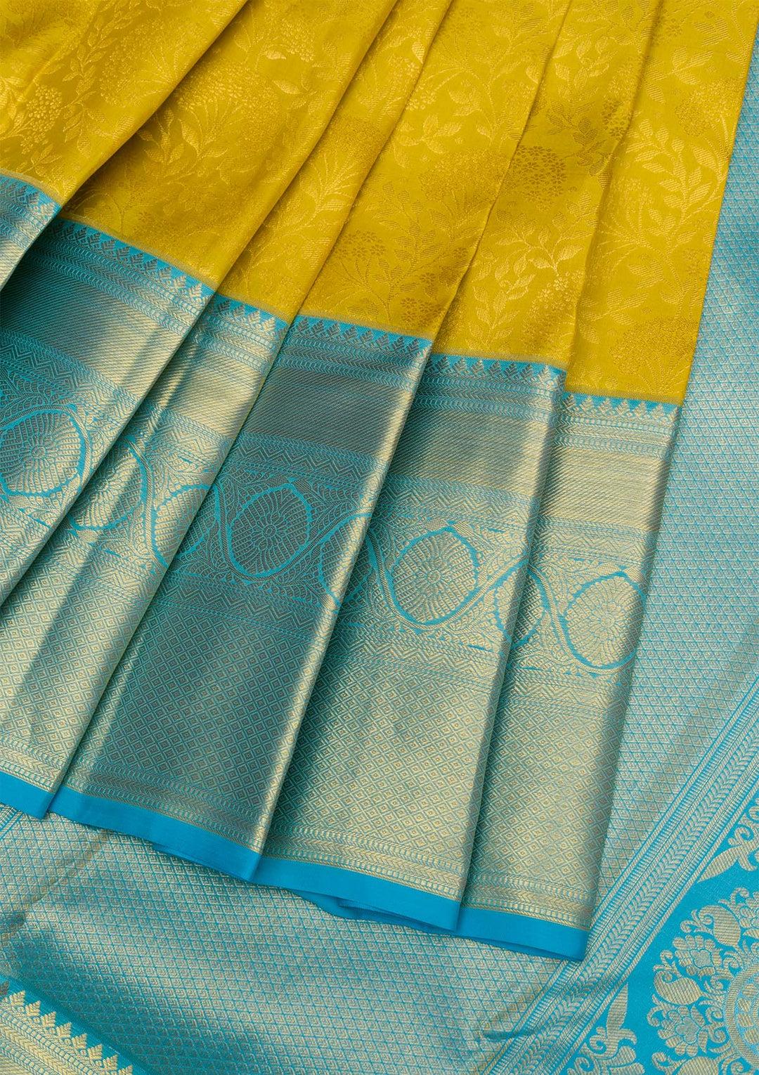 Yellow Gold Zariwork Pure Silk Saree - Koskii