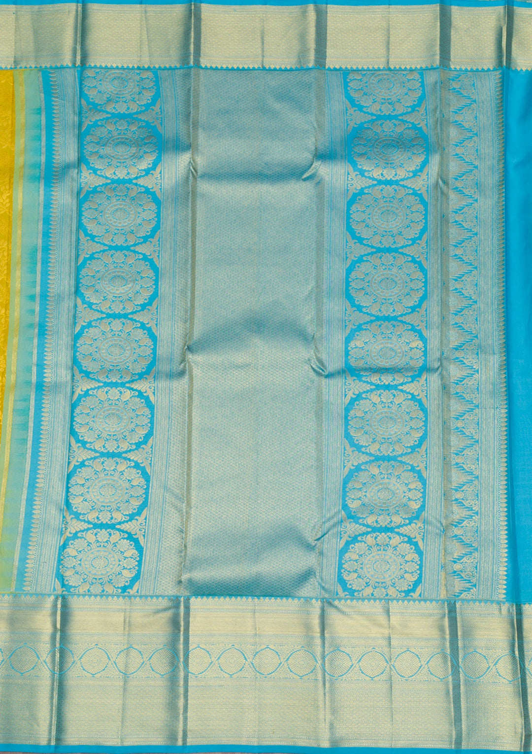 Yellow Gold Zariwork Pure Silk Saree - Koskii