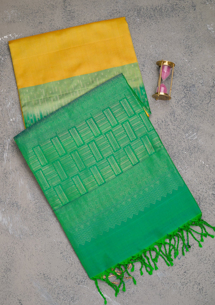 Yellow Zariwork Pure Silk Saree-Koskii