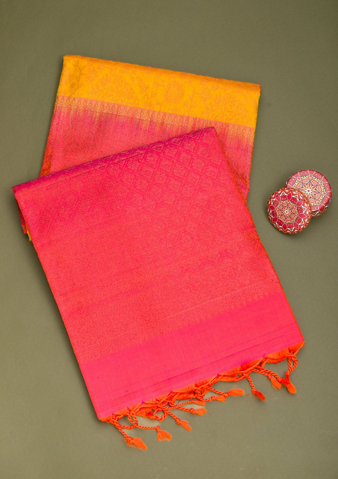 Yellow Zariwork Pure Silk Saree-Koskii